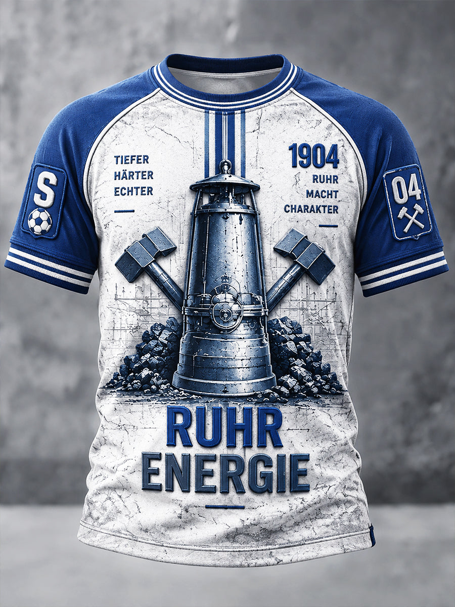 Herren Retro deutsche bundes liga Schalke Fußball Graffiti Print Casual T-Shirt