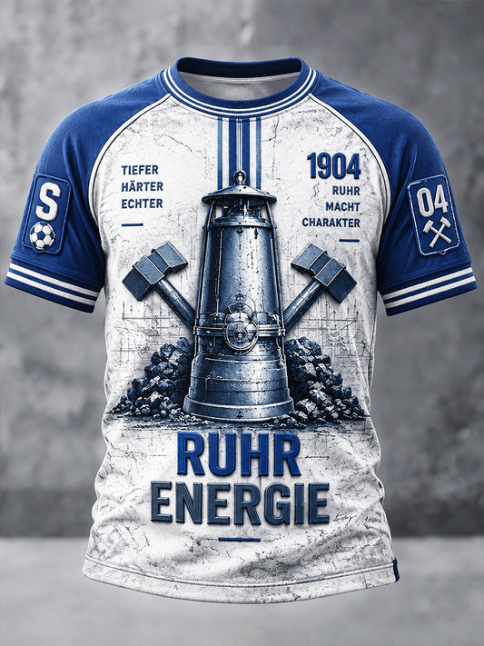Herren Retro deutsche bundes liga Schalke Fußball Graffiti Print Casual T-Shirt