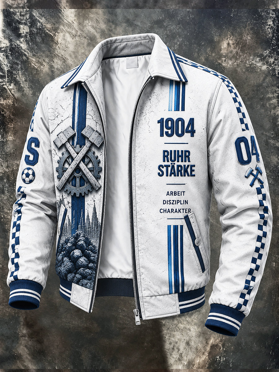 Herren Weiße Deutsche bundes liga Schalke Fußball-bedruckte lässige, stilvolle Reiß verschluss jacke