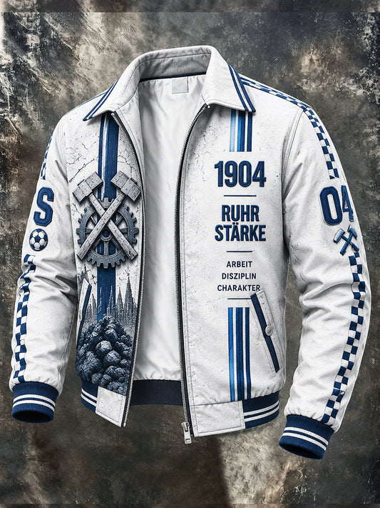 Herren Weiße Deutsche bundes liga Schalke Fußball-bedruckte lässige, stilvolle Reiß verschluss jacke