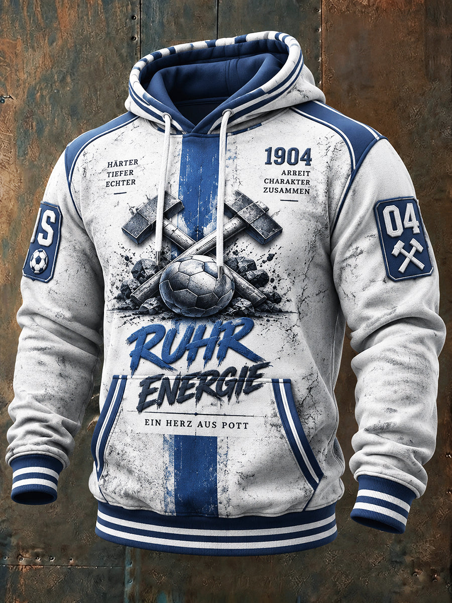Herren Deutsche bundes liga Schalke Fußball-Bedrucktes lässiges und stilvolles Kapuzen-Sweatshirt