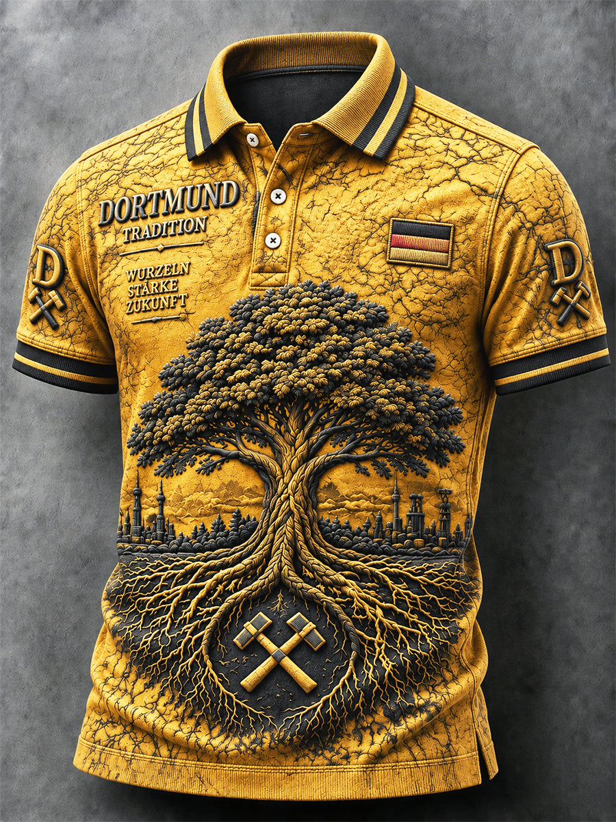 Herren Gelb Borussia Dortmund bundes liga Fußball-Print Casual Polo Shirt