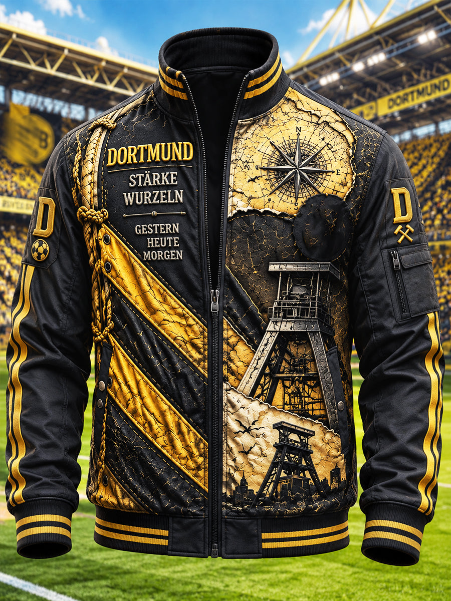 Herren Retro deutsche bundes liga Borussia Dortmund Fußball-bedruckte Freizeit jacke mit Reiß verschluss
