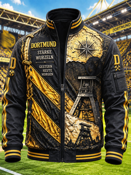 Herren Retro deutsche bundes liga Borussia Dortmund Fußball-bedruckte Freizeit jacke mit Reiß verschluss