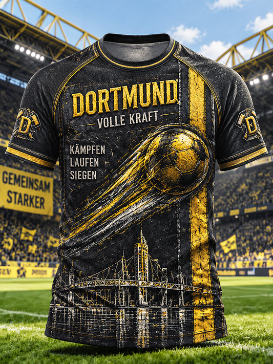 Herren Retro deutsche bundes liga Borussia Dortmund Fußball 3D-gedrucktes lässiges T-Shirt