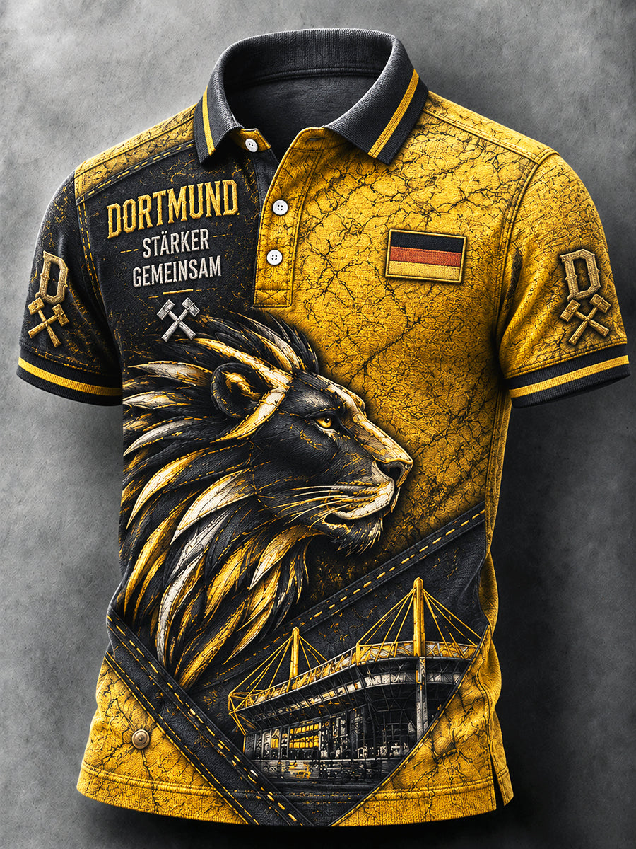 Herren deutsche bundes liga Borussia Dortmund Fußball Löwen druck Casual Polo Shirt