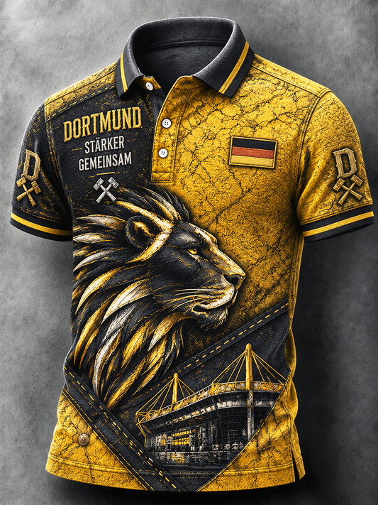 Herren deutsche bundes liga Borussia Dortmund Fußball Löwen druck Casual Polo Shirt