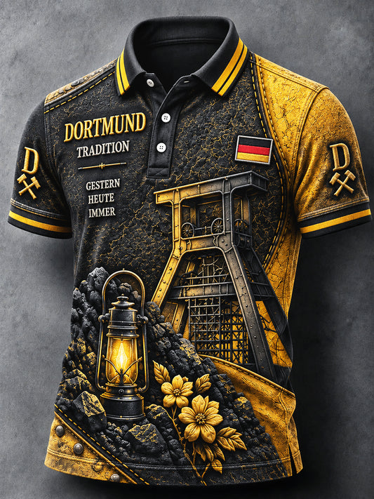 Herren Borussia Dortmund bundes liga Fußball-bedrucktes Freizeit-Polo-Shirt