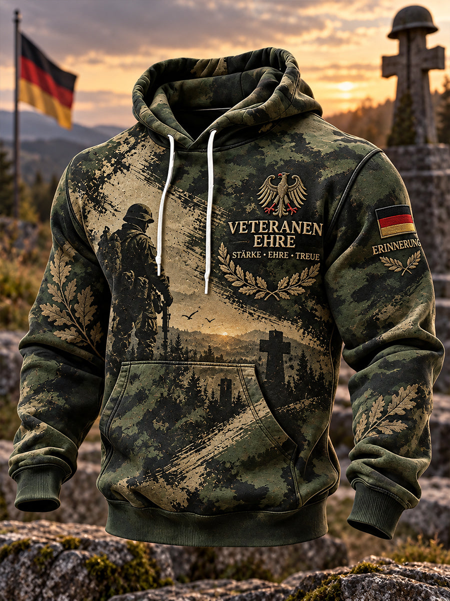 Herren-Kapuzenpullover mit Grafikdruck zum Gedenken an Veteranen