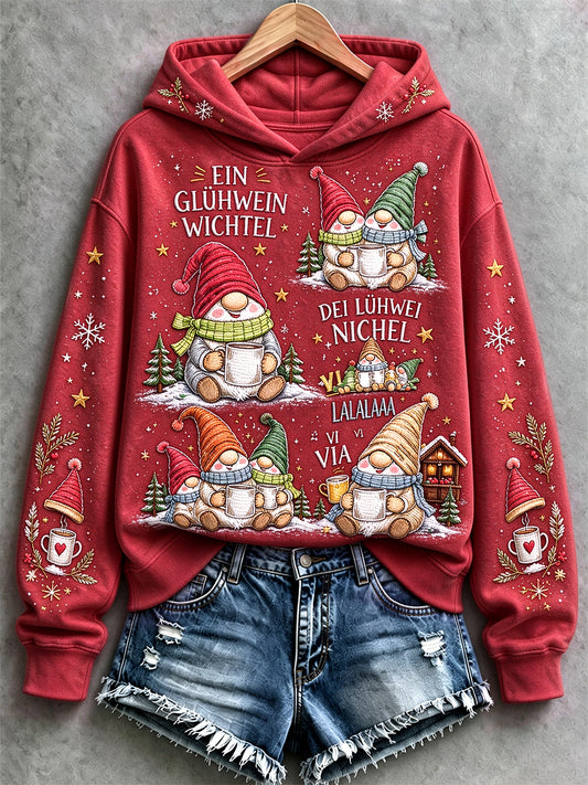 Weihnachts-Kapuzenpullover für Damen mit Muster, lässig