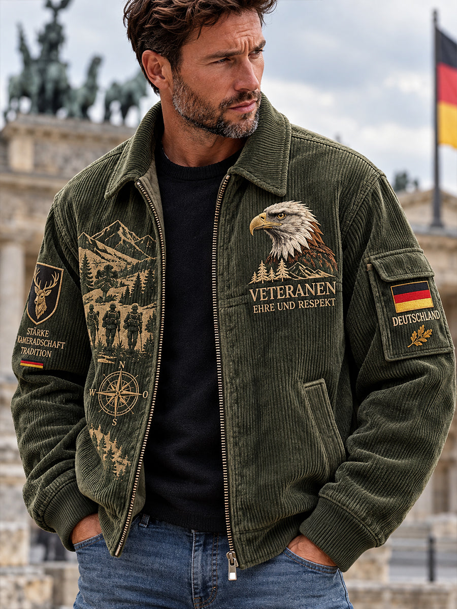 Herren-Jacke mit grafischem Veteranen-Gedenkdruck