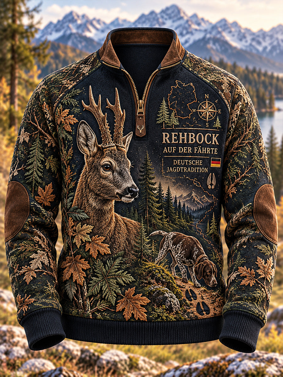 Herren-Henley-Halbzip-Sweatshirt für die deutsche Jagdsaison