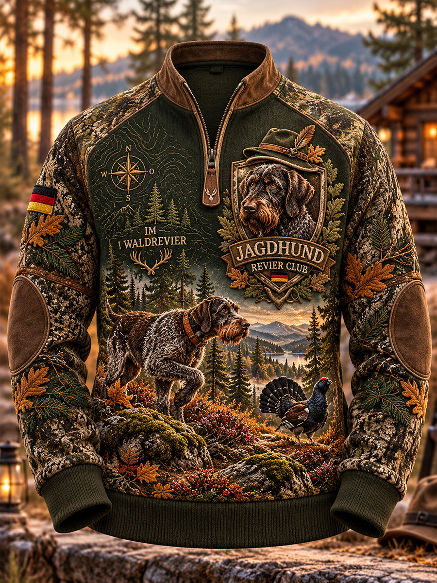 Herren-Henley-Halbzip-Sweatshirt für die deutsche Jagdsaison
