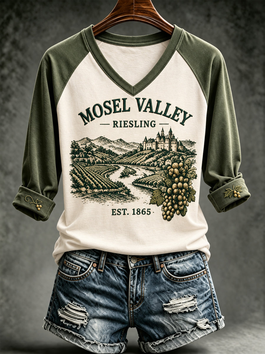 Damen-Spirit-Kultur-T-Shirt mit langen Ärmeln und abgesenkten Schultern