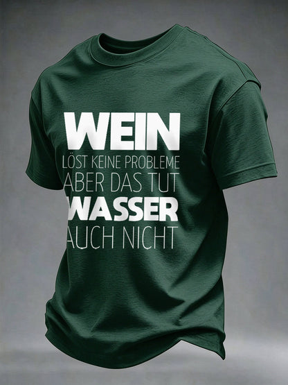 Herren-T-Shirt mit Glühwein-Print und kurzen Ärmeln