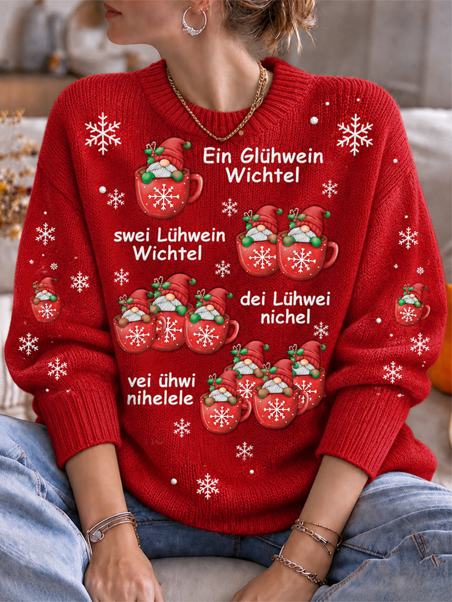 Weihnachtspullover für Damen mit Rundhalsausschnitt und Print