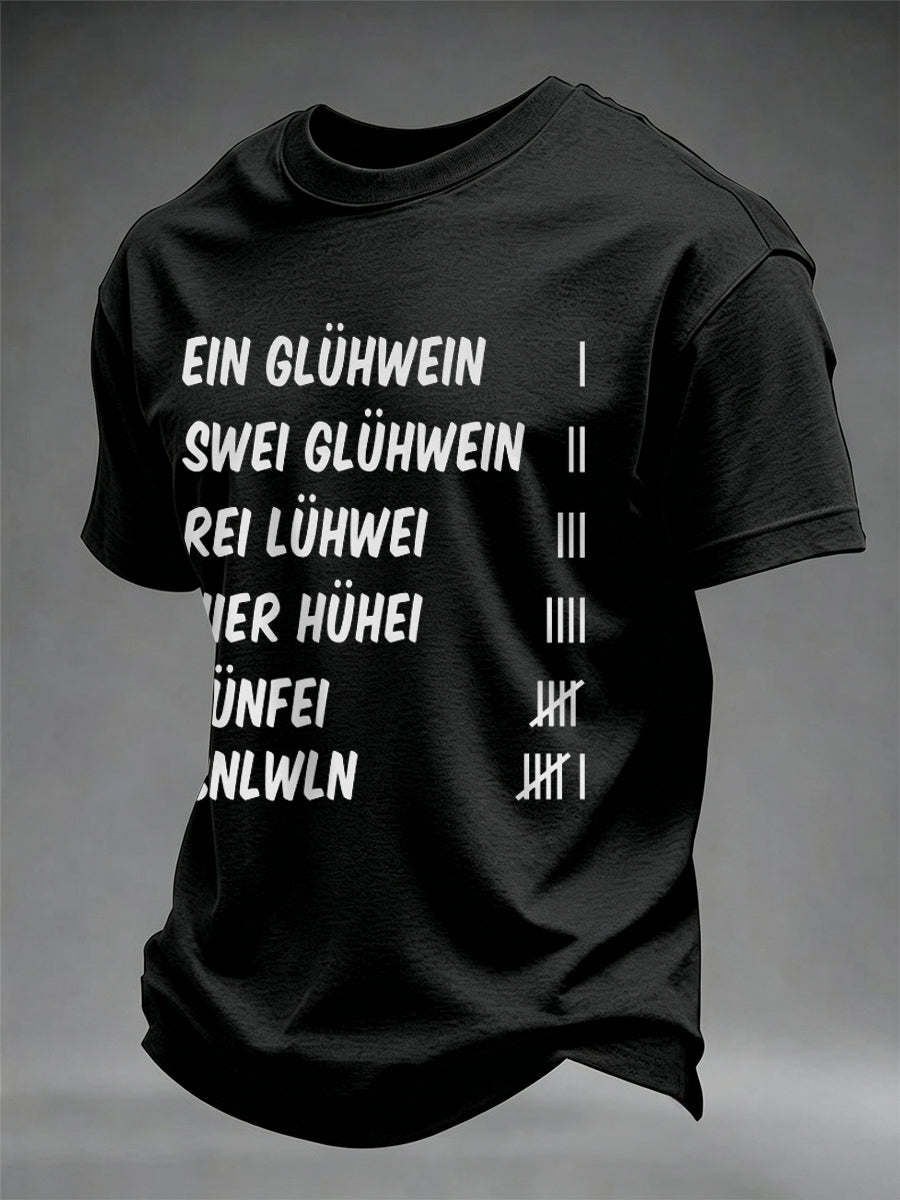Herren-T-Shirt mit Glühwein-Print und kurzen Ärmeln