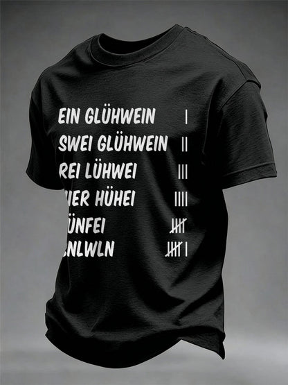 Herren-T-Shirt mit Glühwein-Print und kurzen Ärmeln