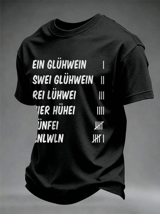 Herren-T-Shirt mit Glühwein-Print und kurzen Ärmeln
