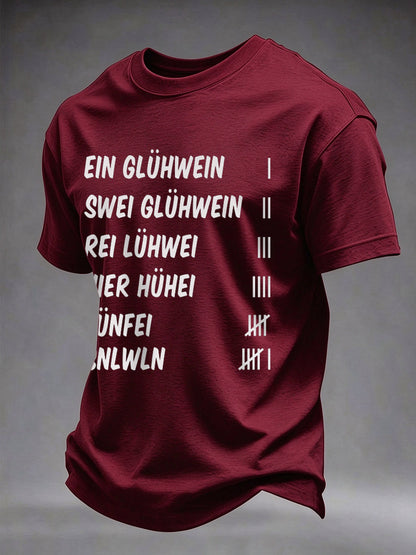 Herren-T-Shirt mit Glühwein-Print und kurzen Ärmeln