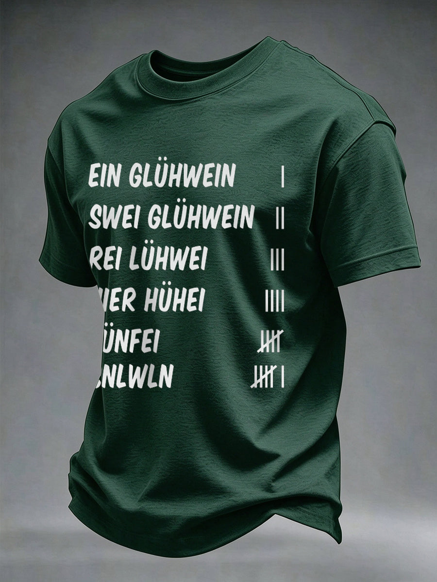 Herren-T-Shirt mit Glühwein-Print und kurzen Ärmeln