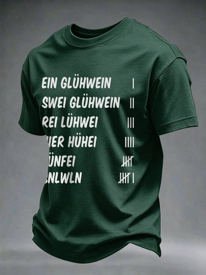 Herren-T-Shirt mit Glühwein-Print und kurzen Ärmeln