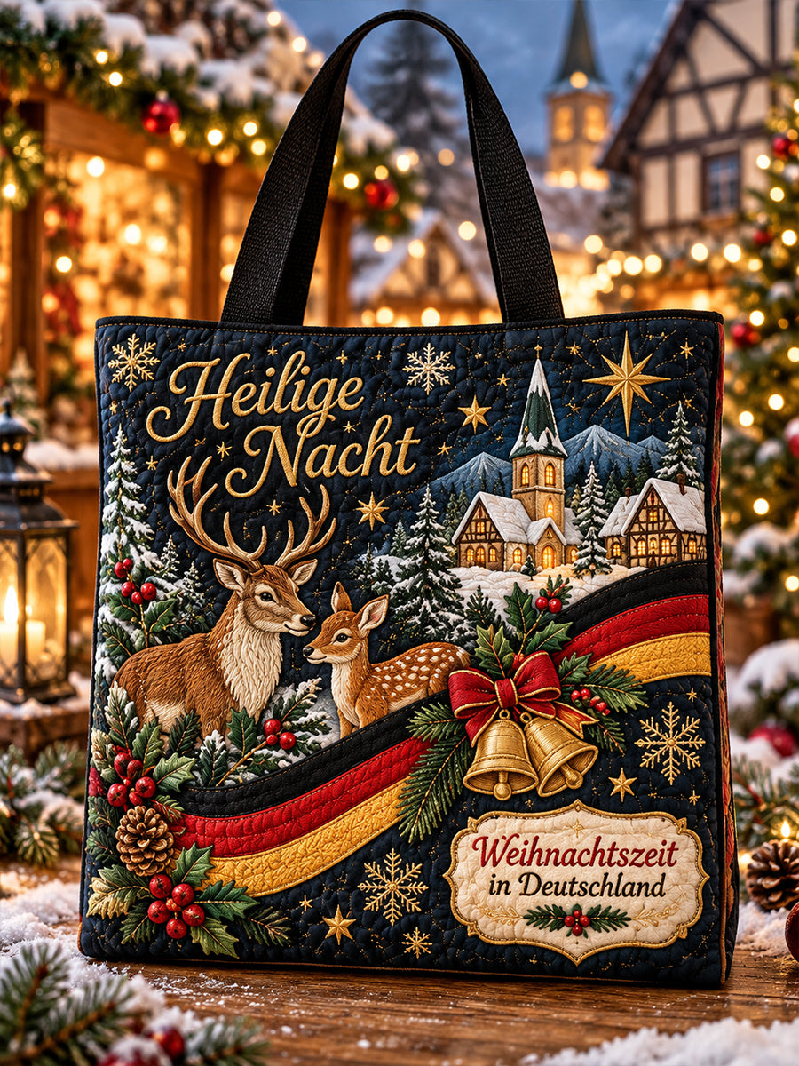 Weihnachtlich gestaltete Handtasche mit Aufdruck