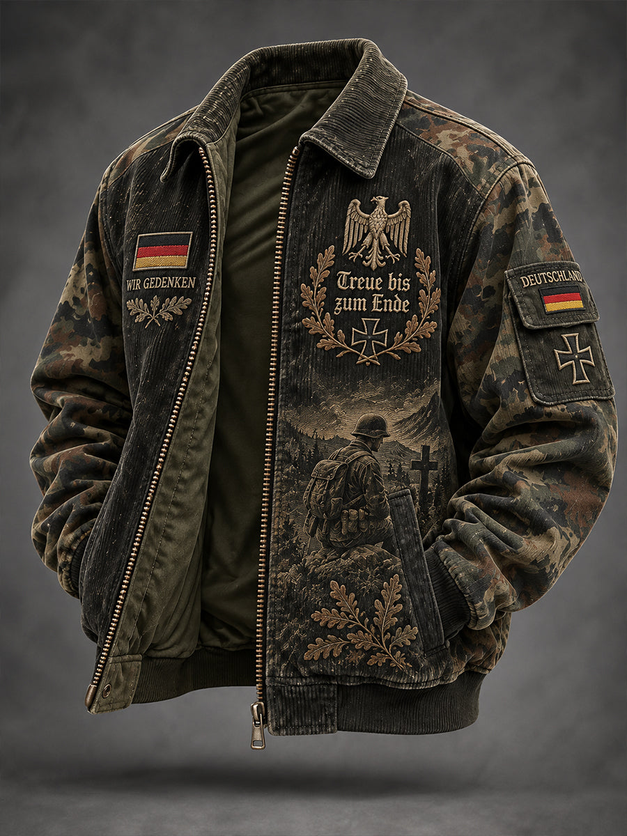 Herren-Jacke mit grafischem Veteranen-Gedenkdruck