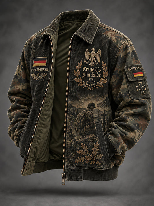 Herren-Jacke mit grafischem Veteranen-Gedenkdruck