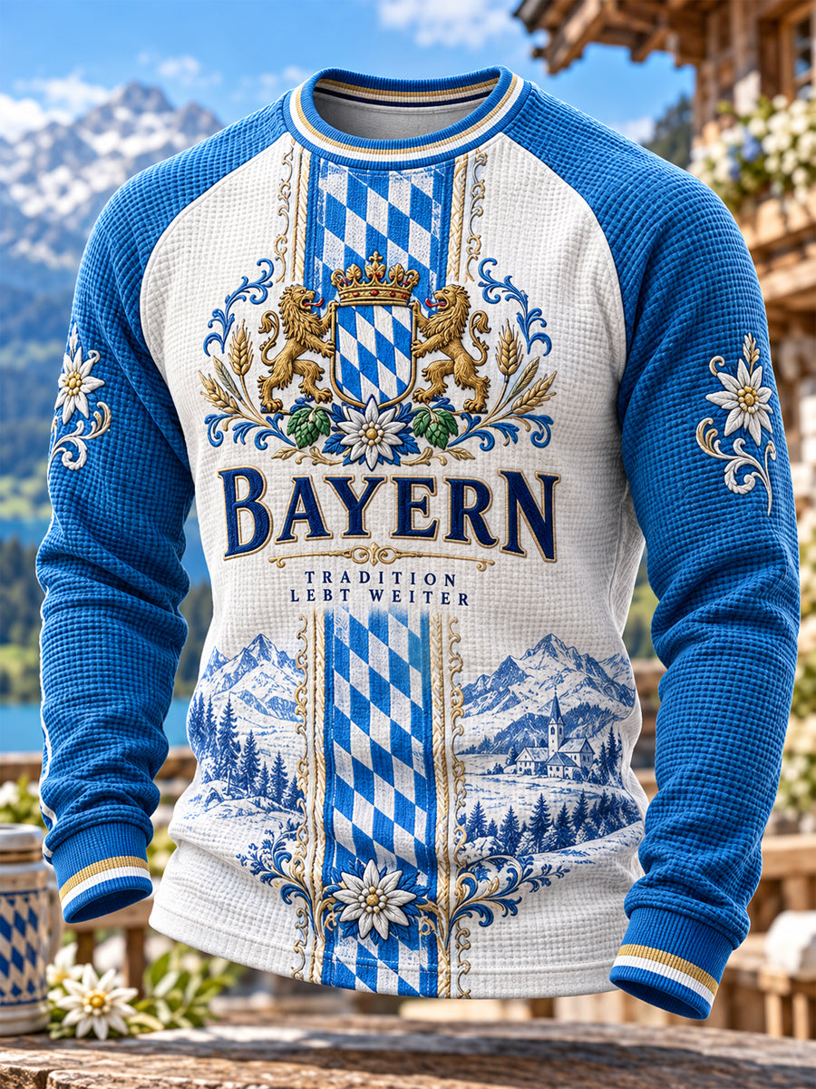 Herren-Bavaria-Waffel-Longsleeve-T-Shirt