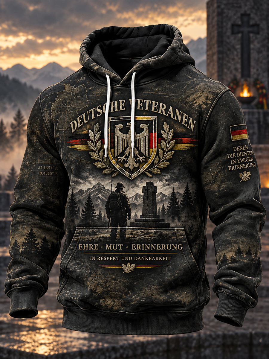 Herren-Kapuzenpullover mit Grafikdruck zum Gedenken an Veteranen