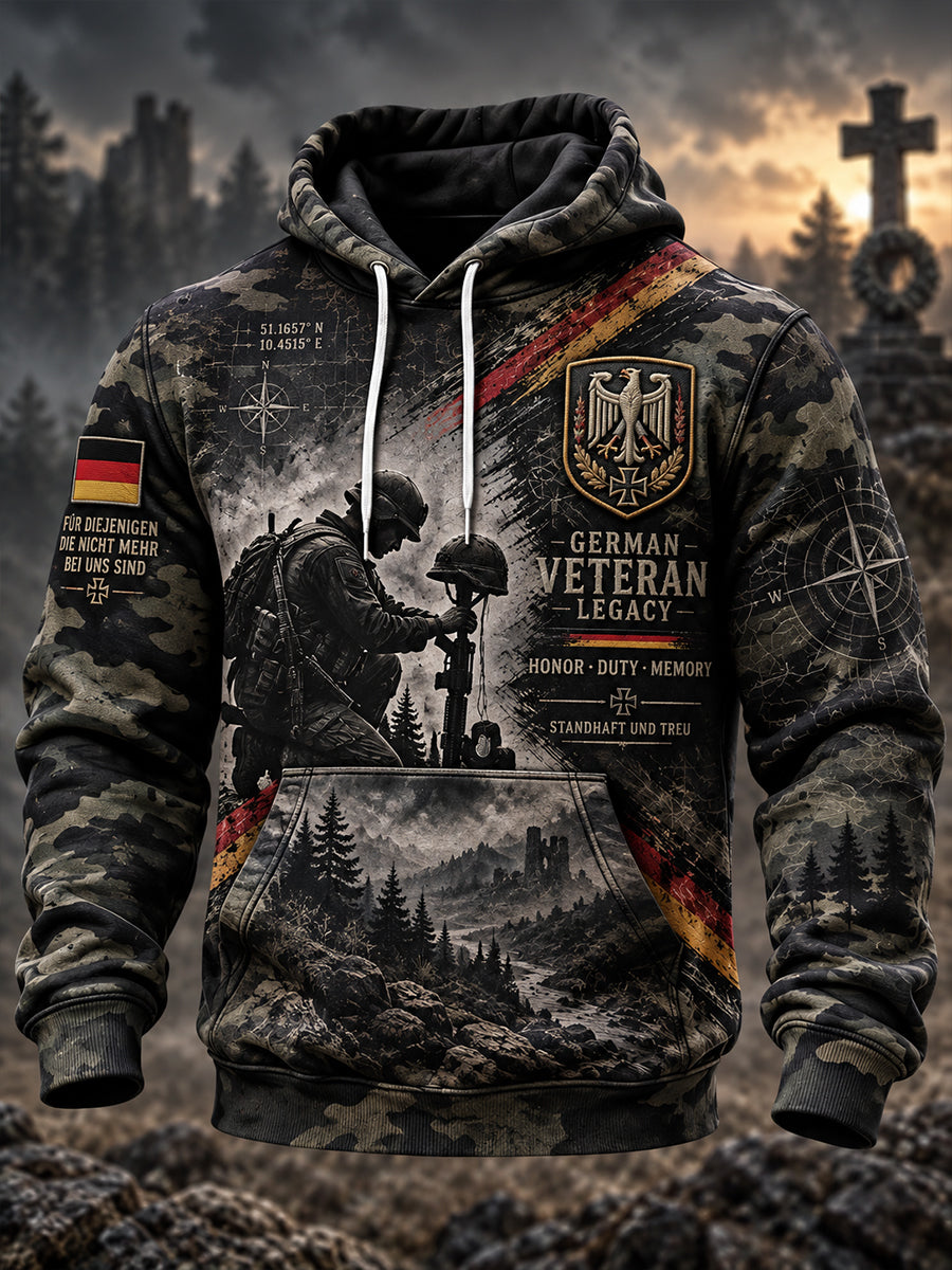 Herren-Kapuzenpullover mit Grafikdruck zum Gedenken an Veteranen