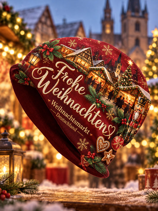 Damen-Weihnachtsmütze mit Print