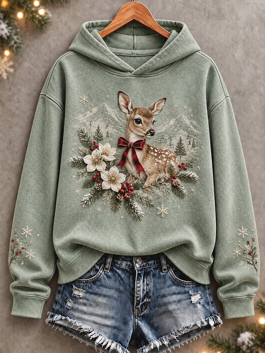 Damen-Kapuzenpullover mit weihnachtlichem Schweizer Motiv
