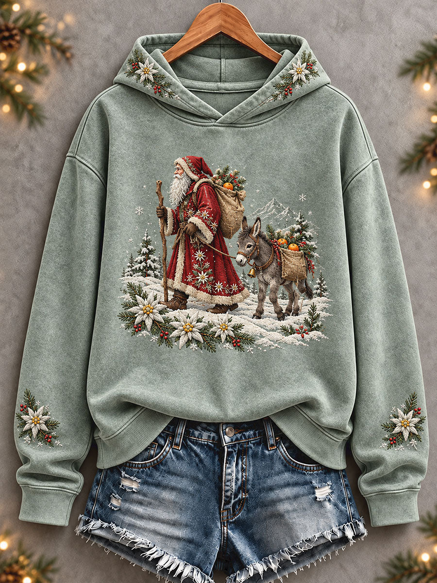 Damen-Kapuzenpullover mit weihnachtlichem Schweizer Motiv