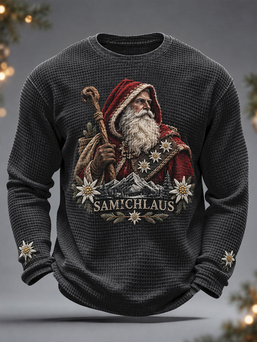 Herren-Sweatshirts mit weihnachtlichem Schweizer Motiv und Waffelstruktur