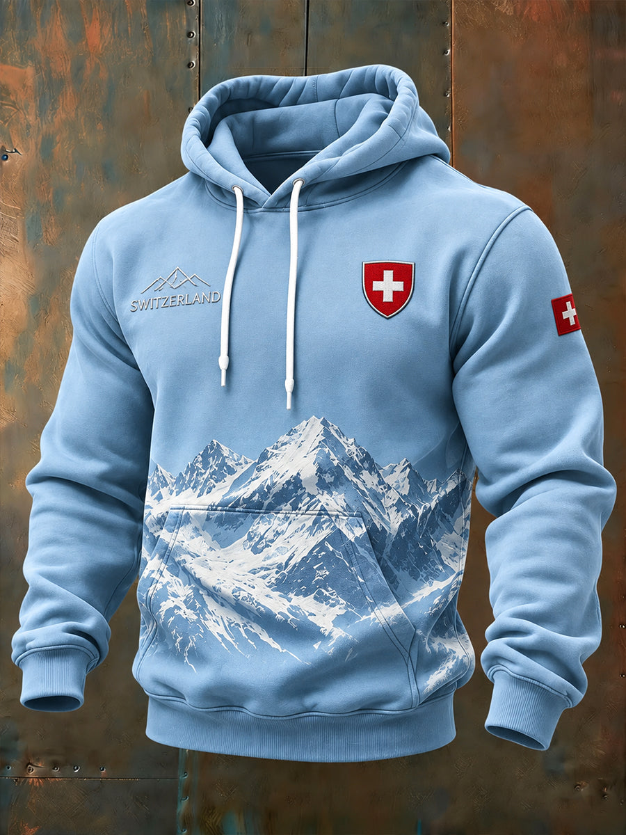Herren-Kapuzenpullover mit alpinem Gedenk-Graphic-Print