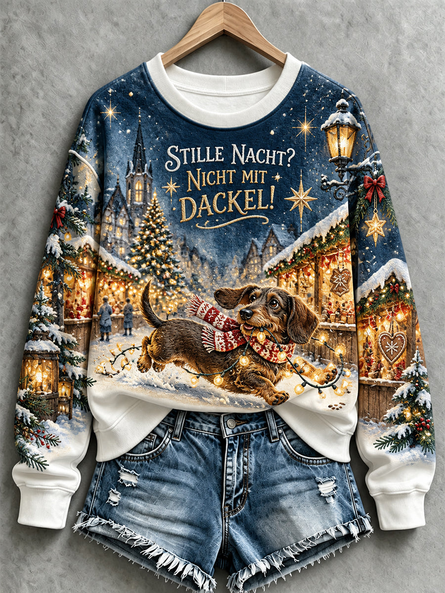 Weihnachtlicher Damen-Sweatshirt mit Dackelmotiv