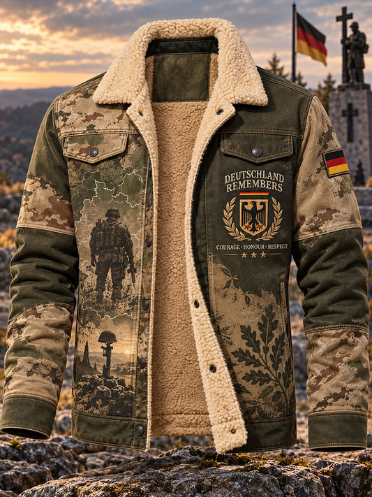 Herrenjacke mit Fleece-Innenfutter und Grafikdruck zum Veteranengedenken