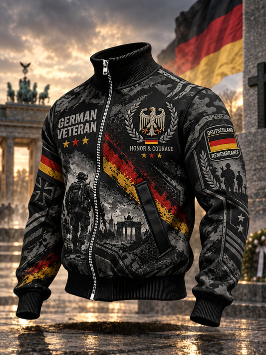 Herren Veteran Memorial Grafik Print Jacke mit hohem Ausschnitt