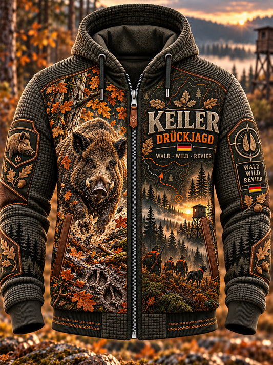 Männer deutsche Jagd saison Waffel-Strick-Hoodie