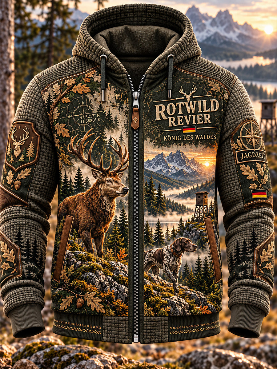 Herren-Waffelstrick-Kapuzenpullover zur deutschen Jagdsaison