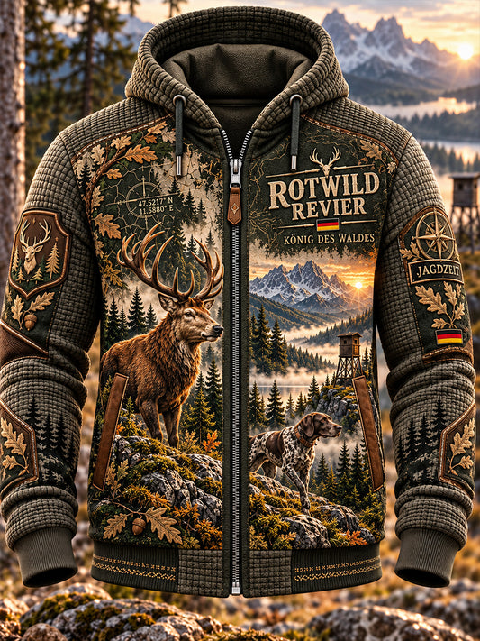Herren-Waffelstrick-Kapuzenpullover zur deutschen Jagdsaison