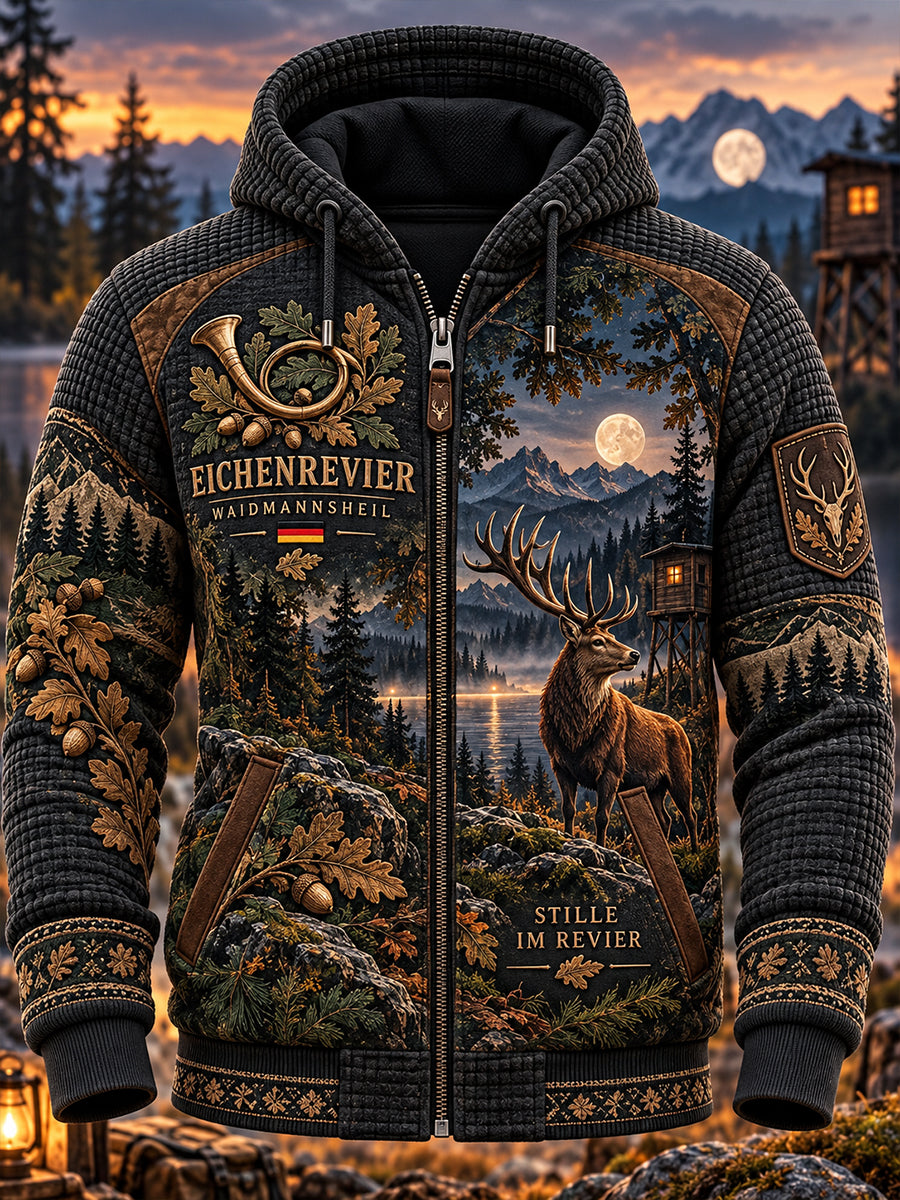 Herren-Waffelstrick-Kapuzenpullover zur deutschen Jagdsaison