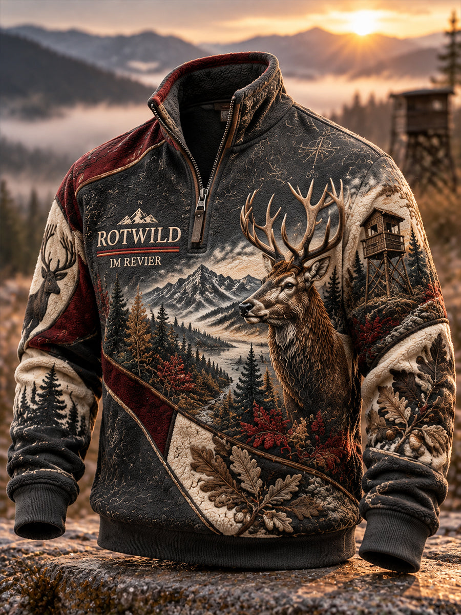 Herren-Sweatshirt mit halbem Reiß verschluss für die deutsche Jagd saison