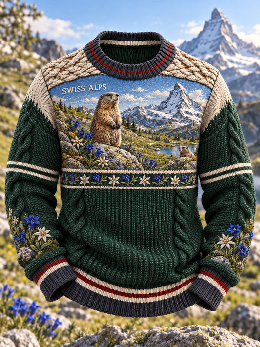 Herren-Top im Vintage-Stil mit Schweizer Kunstmotiv, lässig und bequem