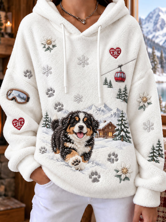 Damen-Kapuzenpullover aus Flanell im Vintage-Stil mit Schweizer Kunstmotiv – lässig und bequem