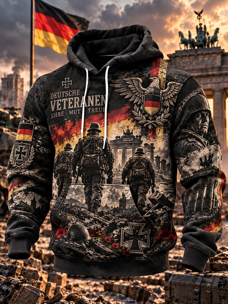Herren-Kapuzenpullover mit Grafikdruck zum Gedenken an Veteranen