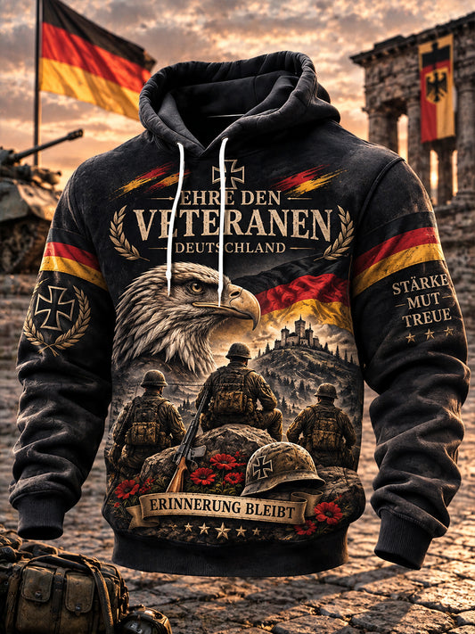 Herren-Kapuzenpullover mit Grafikdruck zum Gedenken an Veteranen