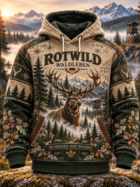 Herren Deutsche Jagd saison Übergroße Schulter Hoodie mit Taschen